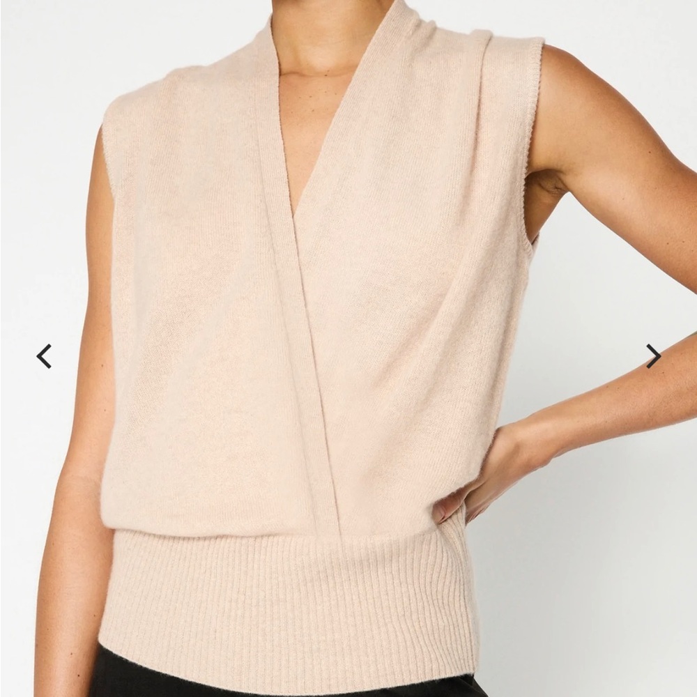 NWT The Phinneas Sleeveless Wrap Sweater Perle Melange Pink Small S